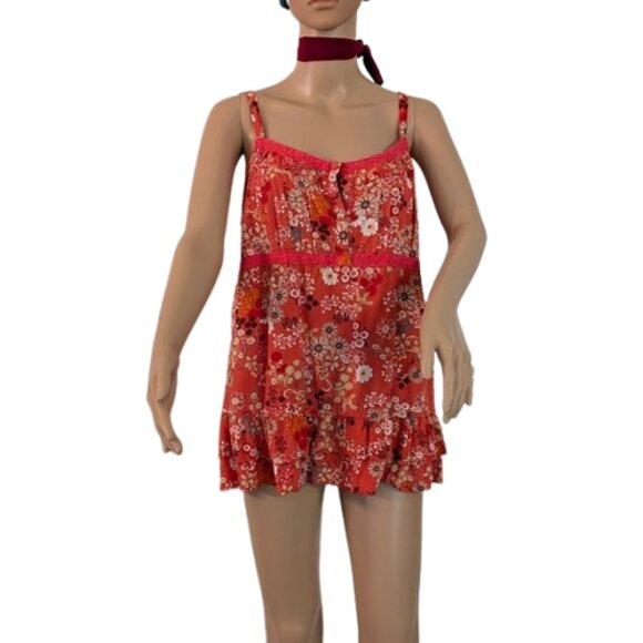 Torrid Floral Red Sleeveless Top  1 - Picture 1 of 6